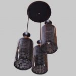 Round hanging light, Black glass, 3-bulb (8701-224-3) 45K