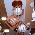 Swirl hanging light, 3-bulb wood lampshades and glass (89009-3) 45K