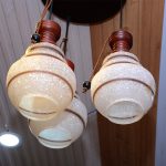 Swirl hanging light, glass lampshades 3-bulb round